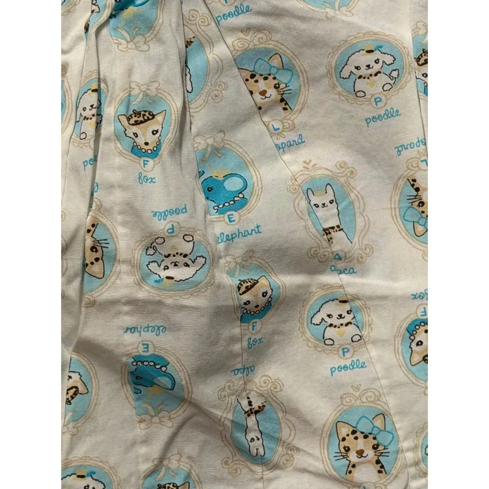 Gymboree 2013 5T Animal Portrait Print Tunic Top White Blue Bow Cotton Pleated